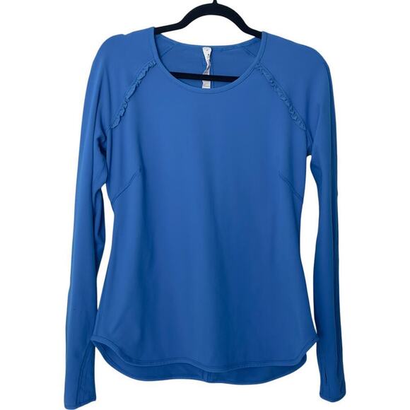 Lululemon Runder Under Long Sleeve Running Yoga Top in Beaming Blue (10) - Picture 4 of 13